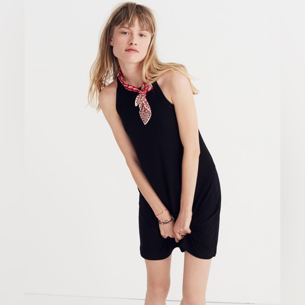 Madewell Black District Mini Ribbed Dress Size Large